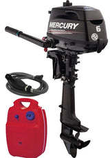 Pack moteur Mercury 6CV 4T arbre court démarrage manuel + kit nourrice 12 litres