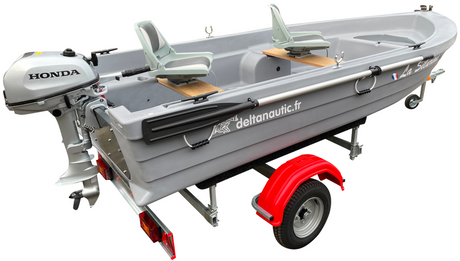 Pack barque Silurine Sport 3m73 + Honda 6CV 4T+ remorque GT Offre Spéciale PROS