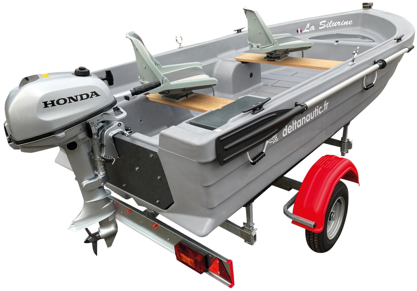 Pack barque Silurine Sport 3m73 + Honda 6CV 4T+ remorque GT Offre Spéciale PROS
