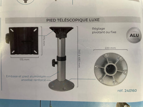 Pied Télescopique Luxe Pour Siège De Barque