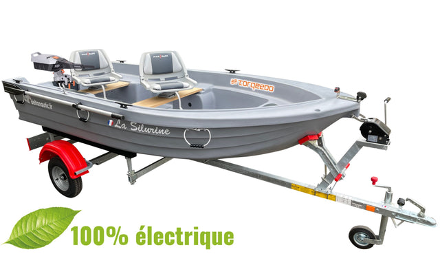 Pack Barque Silurine Sport 3m73 Titanium avec remorque GT et moteur Torqeedo Travel XP