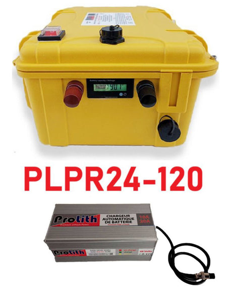 Valise Batterie Lithium 120Ah 24V + sortie régulée + chargeur offert