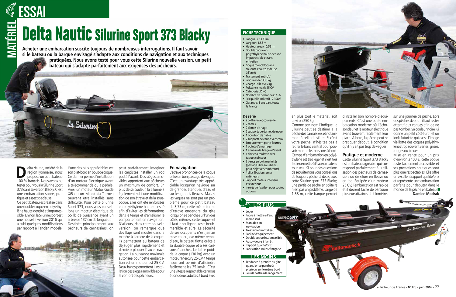 barque Silurine Sport Blacky : test par le magazine le Pêcheur de France