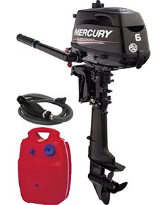 Pack moteur Mercury 6CV 4T arbre long démarrage manuel + kit nourrice 12 litres