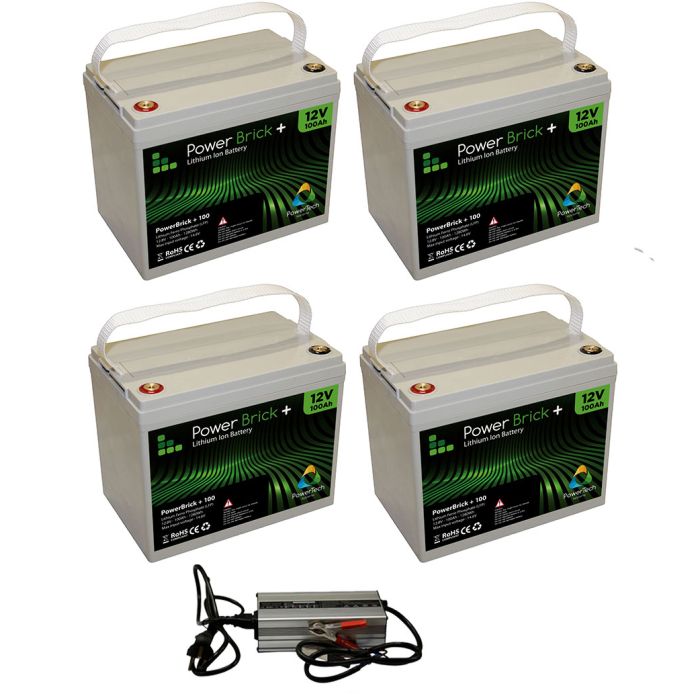 Lot de 4 batteries décharge lente ; batterie marine