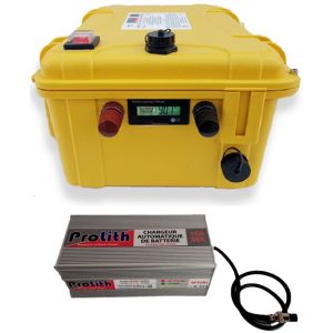 Valise Batterie Lithium 60Ah 48V + sortie régulée + chargeur offert