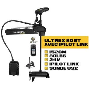 Ultrex 24V moteur électrique Minn Kota-80 lbs 24V-152 cm-I Pilot Link-Sonde US2