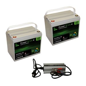 Pack 2 batteries lithium 100 Ah Powerbrick + chargeur 24V