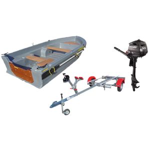 Pack barque la Silurine 373 + remorque complète Nautic Plus + moteur Mercury 3.5cv 4 temps