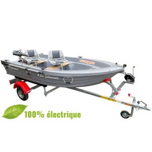 Pack Barque Silurine Sport 3m73 Titanium avec remorque GT et moteur Torqeedo Travel 903